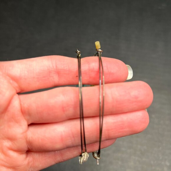 2 Vintage Kenneth Cole Reaction Hoop Earrings Turquoise Beads Silver Tone Boho - Picture 4 of 9